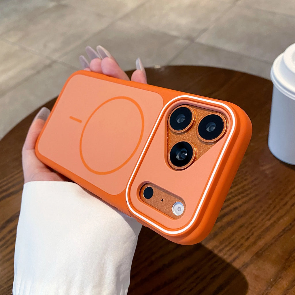 360-degree rotating magnetic suction phone case for iPhone14 15, 16, 17 ProMax / Pro compatible MagSafe wireless charging Case Quake Orange iPhone 15 Pro Max