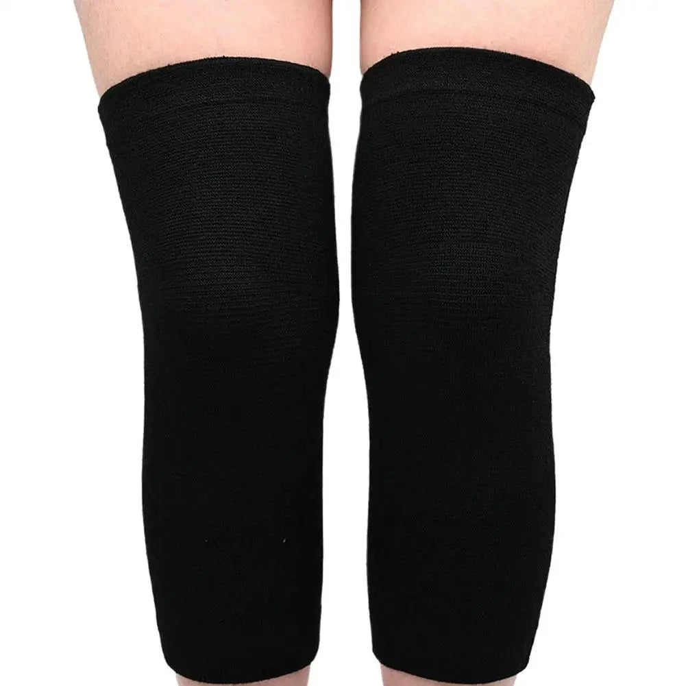 Bamboo Charcoal Knee Warmers for Men & Women Breathable Thin-Knit Thermal Sleeves with Anti-Slip Grip, Joint Support Comfort Quake black
