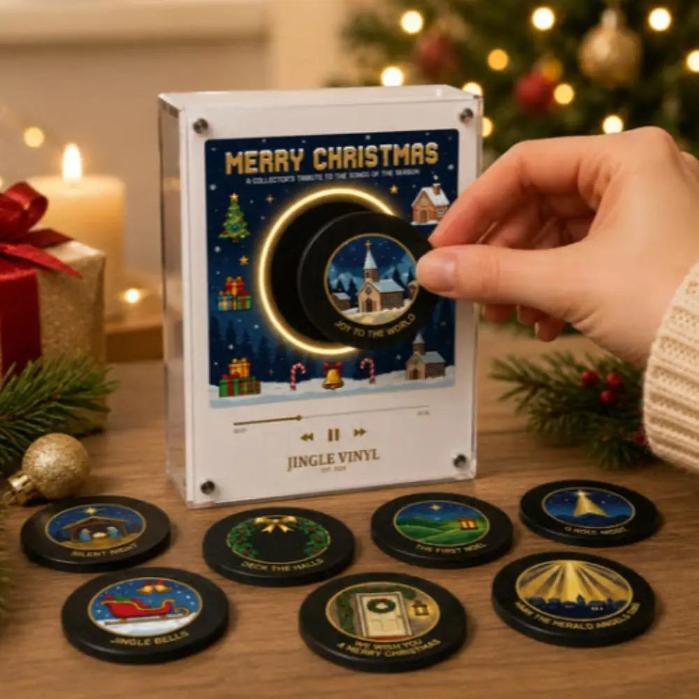 Christmas NFC Magnetic Vinyl Record Player LED Night Light Touch Play Customized Music Acrylic Home Fridge Ornament Quake