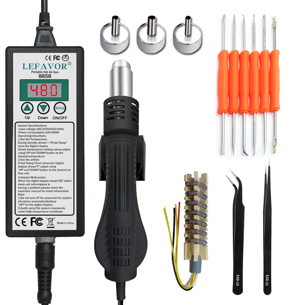 Hot air gun 8858 Micro Rework soldering station LED Digital Hair dryer for soldering 650W Heat Gun welding repair tools Heat Gun Quake 8858 A4 220V EU PLUG Russian Federation
