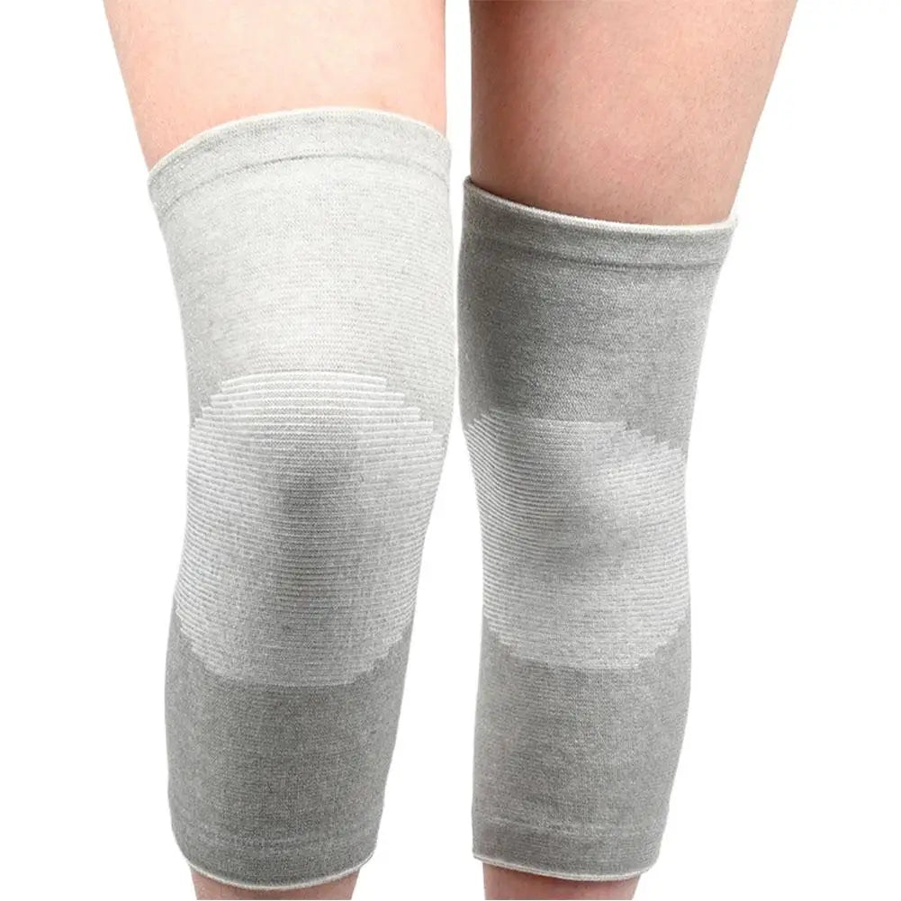 Bamboo Charcoal Knee Warmers for Men & Women Breathable Thin-Knit Thermal Sleeves with Anti-Slip Grip, Joint Support Comfort Quake grey