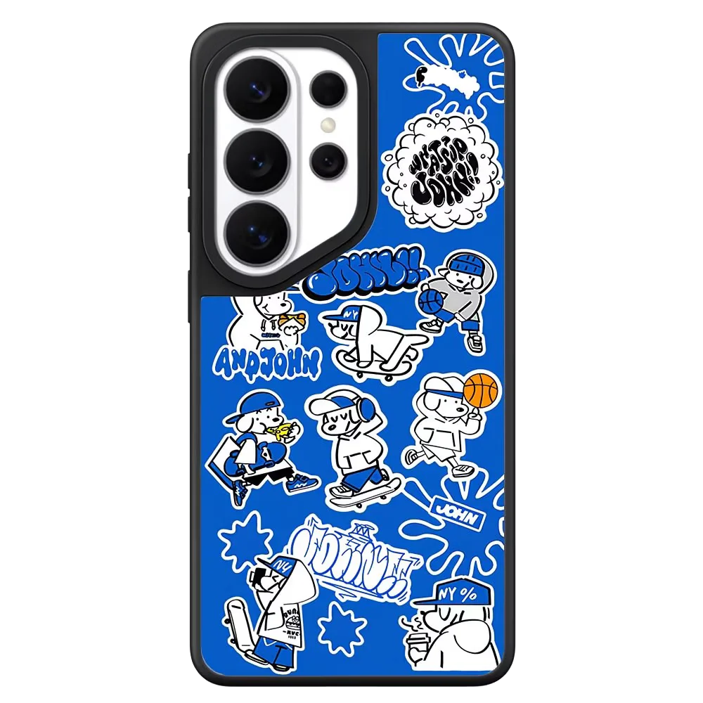 Blue Background New York Dog Mirror Surface Magnetic Phone Cover for Samsung Galaxy S23 S24 S25 S26 Ultra S26+ Plus Case Quake no magsafe 5 for Galaxy S26 Plus