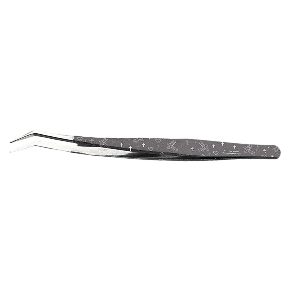 Stainless Steel Curved Stickers Tweezers High Precision Anti-static Lashes Extension Tweezer Cartoon Bean Tweezers Quake Style 5