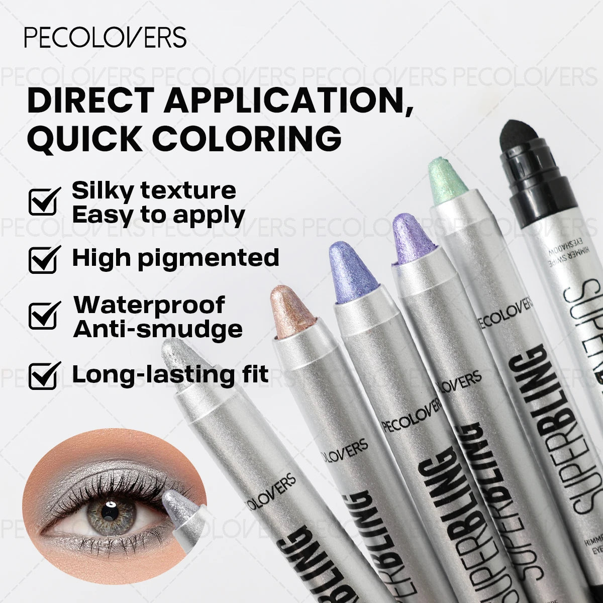 1 Pc High Color Rendering Shimmer Eyeshadow Pen, Shiny Colors Eye Shadow Stick, Eye-catching Eye Makeup, Music Festival Makeup Quake