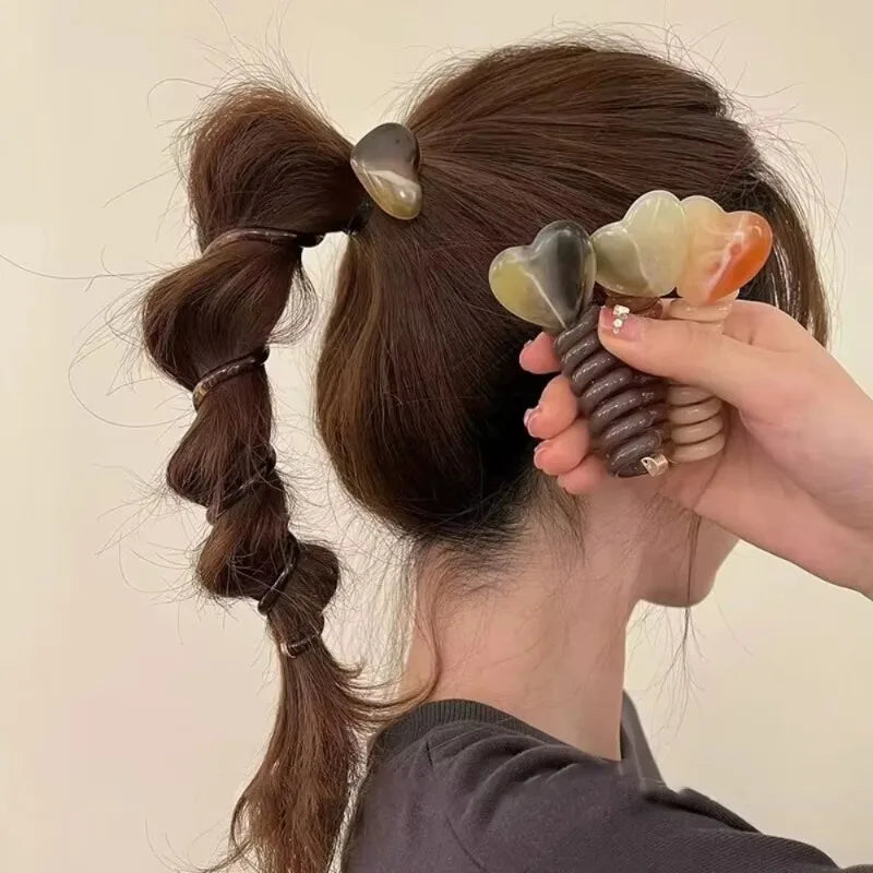 Minimal Telephone Cord Hair Rope for Bubble Braids and Ponytails Practical Women Hair Styling Daily Wear Ornaments Quake