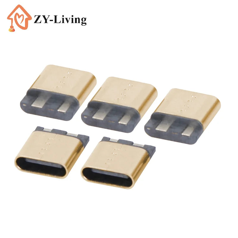 5/20Pcs Type-C 3.1 USB Jack 2Pin Welding Wire Female Connector Straight For Mobile Phone Charging Port Charging Socket Interface Quake