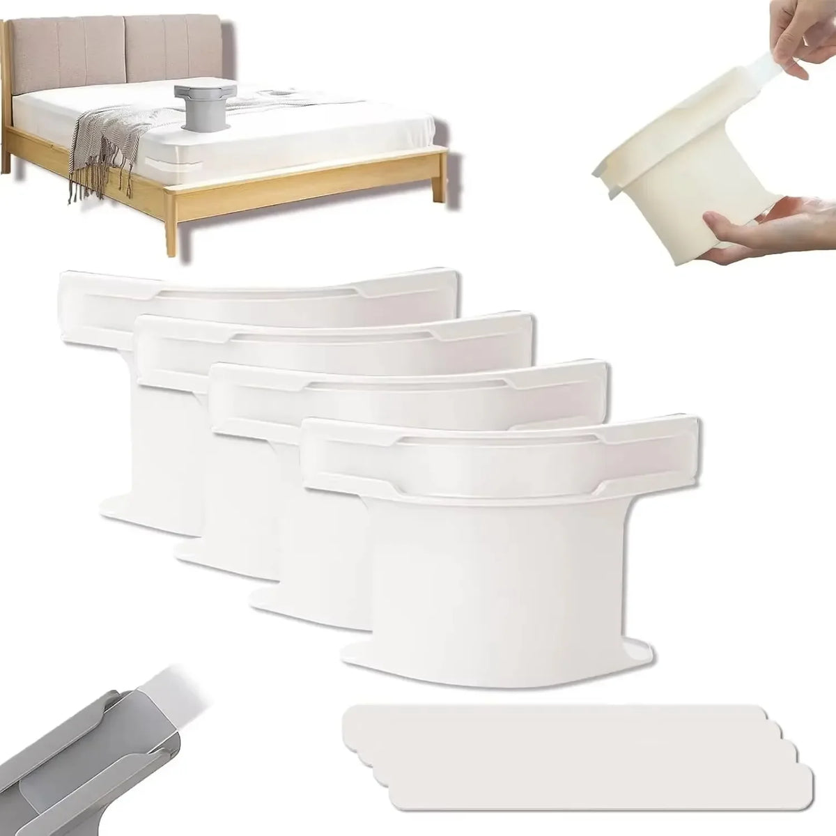 4pcs Heavy Duty Bedsheet Corner Tightener Clips High-quality materials durable and reliable Bed Sheet Grippers for Protectors Quake 4pcs white