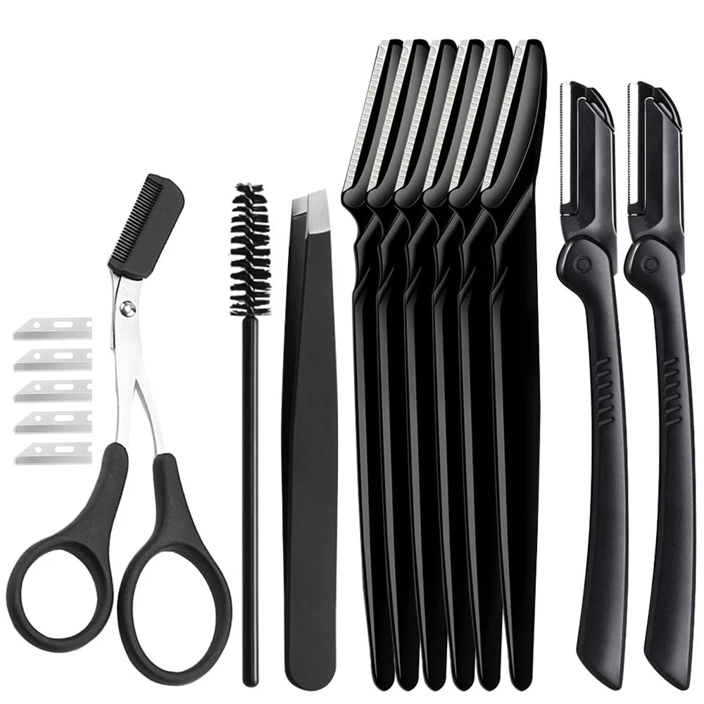 16PCS For Women And Men Eyebrow Trimmer Facial Hair Removal Face Razors Eyebrow Razor Multipurpose Tool Dermaplaning Tools Quake M492 16PCS