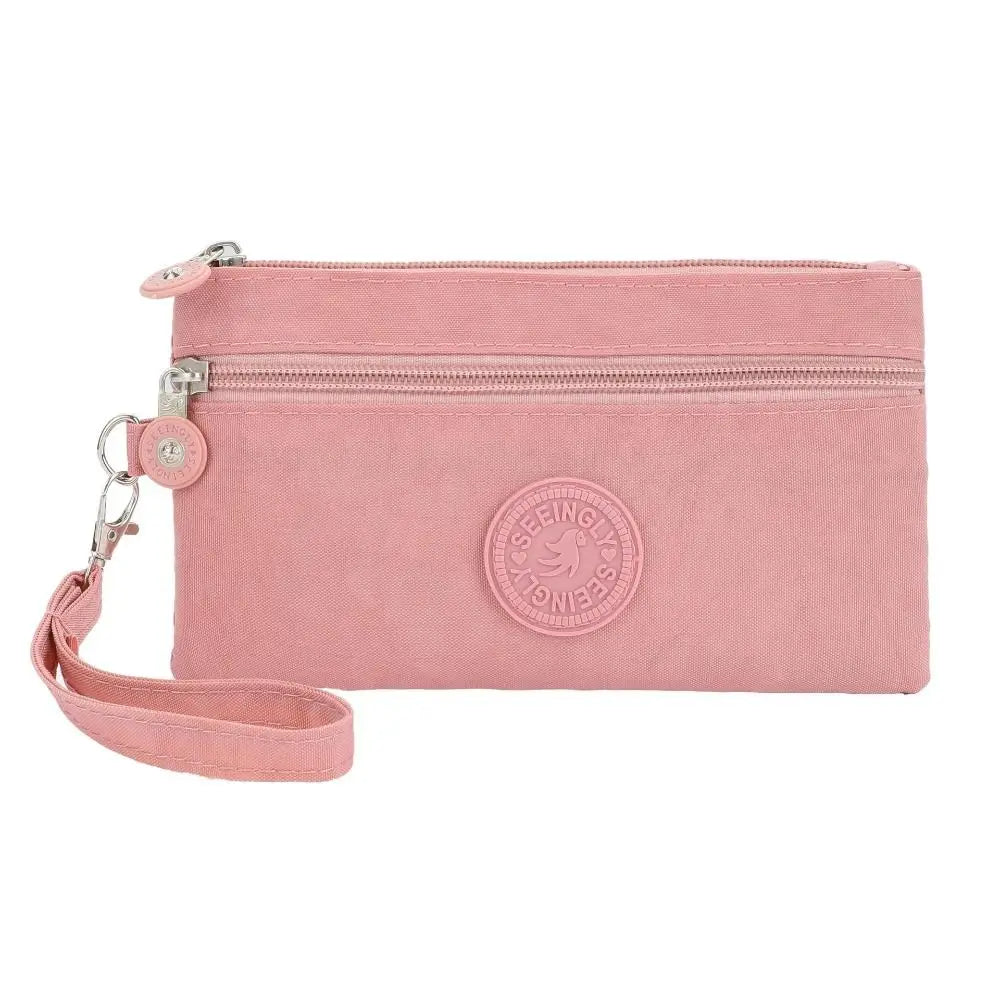 New Waterproof Women Wallet Wear-resistant Durable Coin Purse Portable Nylon Zipper Clutch Ladies Quake Pink