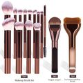 15Pcs Professional Makeup Brushes Set Soft Synthetic Hair Foundation Powder Blush Eyeshadow Eyebrow Cosmetic Brush Beauty Make U Quake Coffee Brown