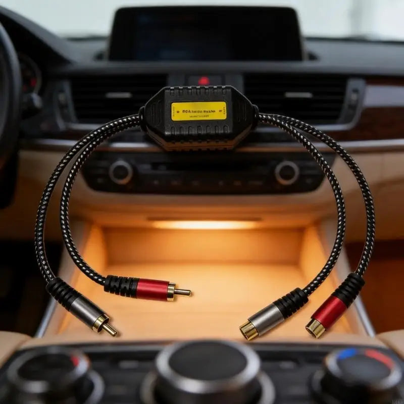 Mini Ground Looping Noise Isolator 2Channel Inlines Filter with Gold Plate Connectors Braided Cable for Car Music K1KF Quake