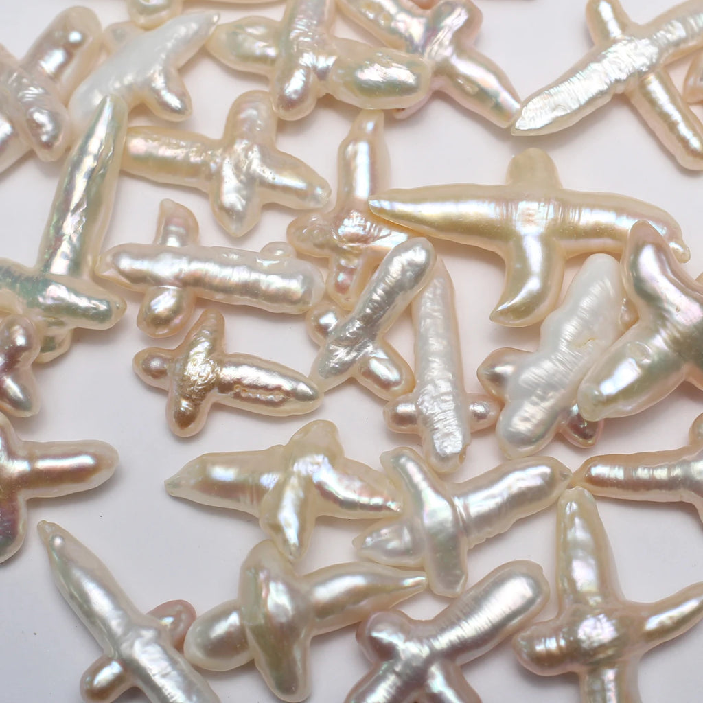 Natural Freshwater Pearl Shaped Cross Gift Exquisite Size 20x30mm for Jewelry Making DIY Earrings Necklace Bracelet Accessory Quake