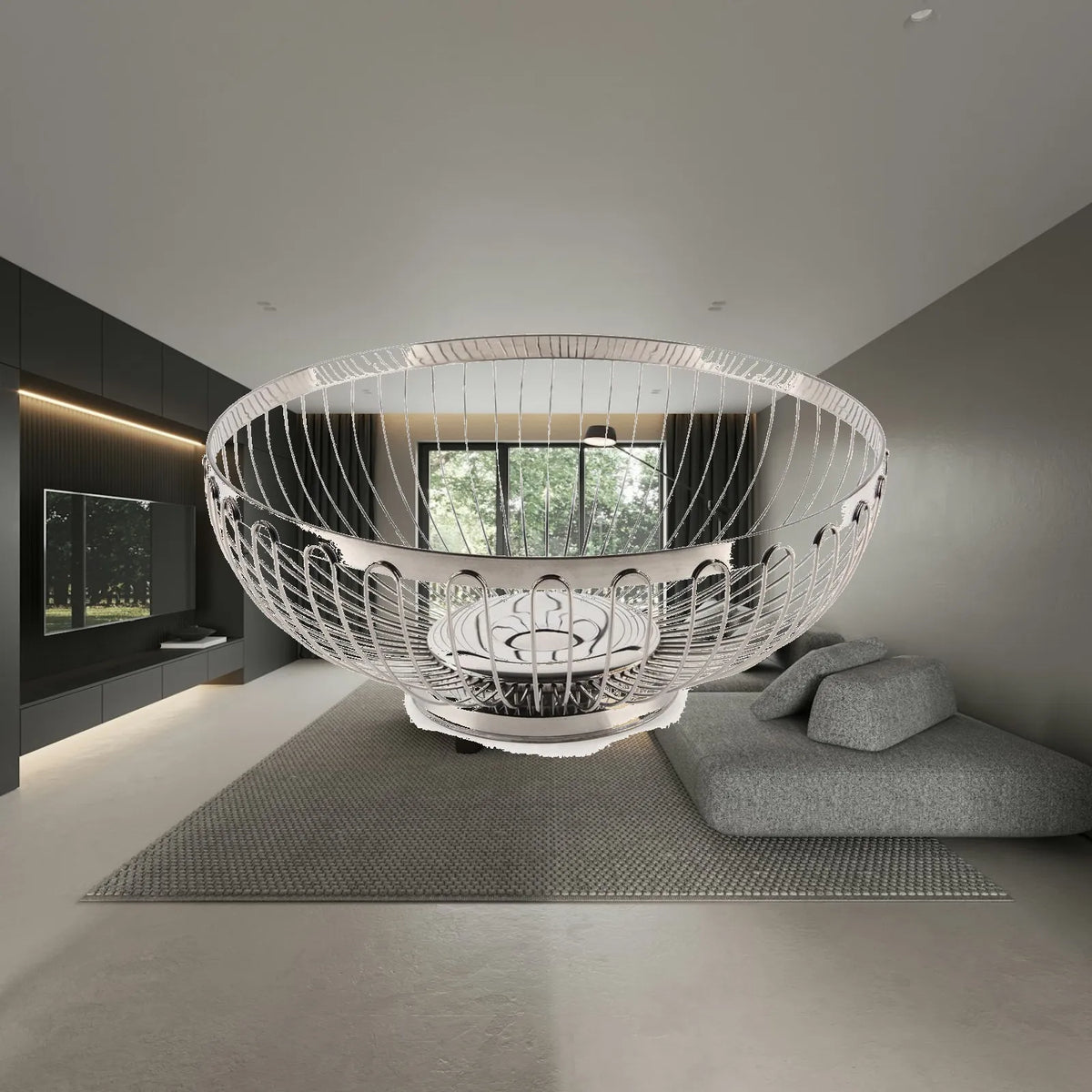 Stainless Steel Fruit Basket, Round Draining Colander for Kitchen Counter Quake Round22cm