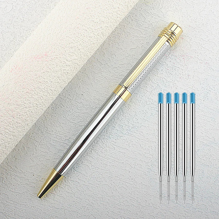 Luxury Pen 163 Smooth Gold Silver Black Office Ballpoint Pen New Student School Stationery Supplies Pens for Writing Quake