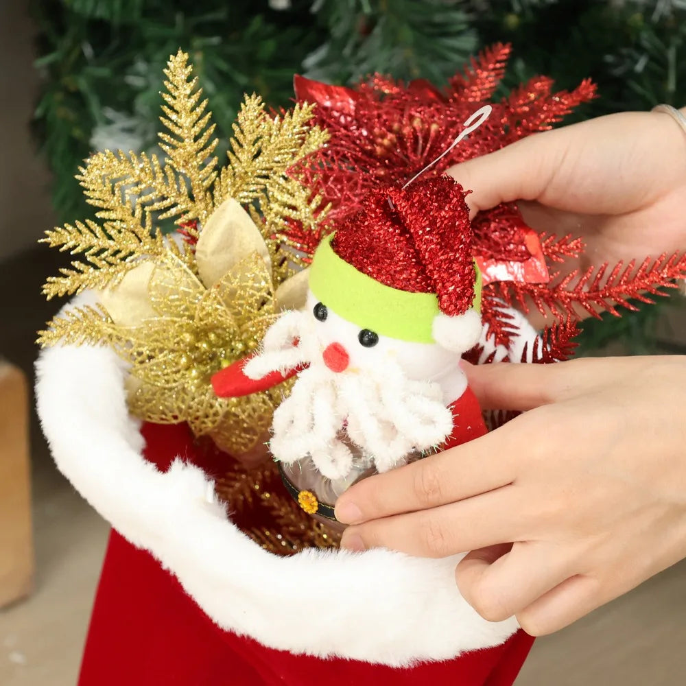 Large Santa Claus Bags with Drawstring Kids Gift Candy Bag Fabric Snack Wrapping Pocket Christmas New Year Present Storage Bag Quake