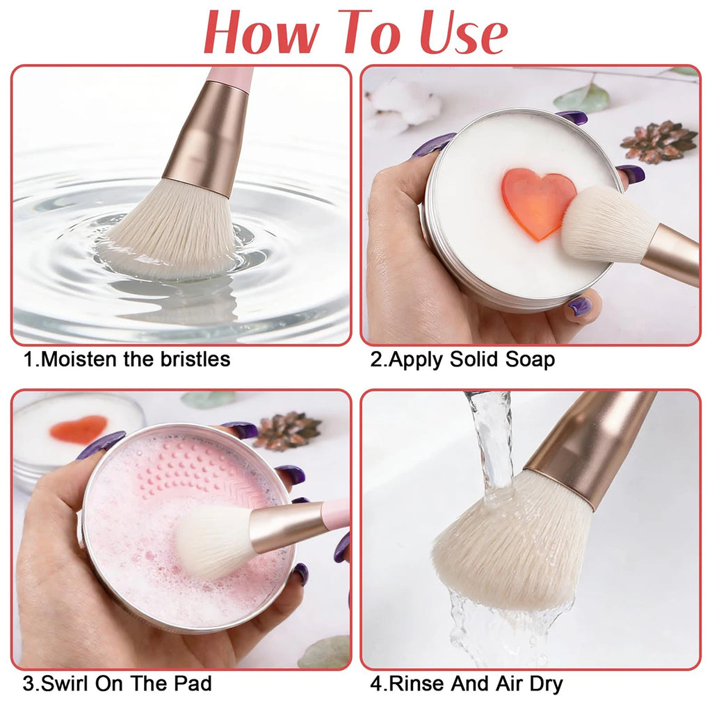 Makeup Brush Cleaner Soap with Silicone Mat, Deeply Cleans Waterproof Makeup for Synthetic & Natural Makeup Brushes & Sponges Quake