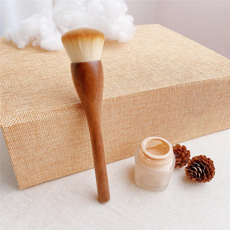 1Pcs Vintage Walnut Soft Makeup Brushes Set Foundation Contour Loose Powder Blusher Wood Handle Make Up Tool Cosmetics Brochas Quake