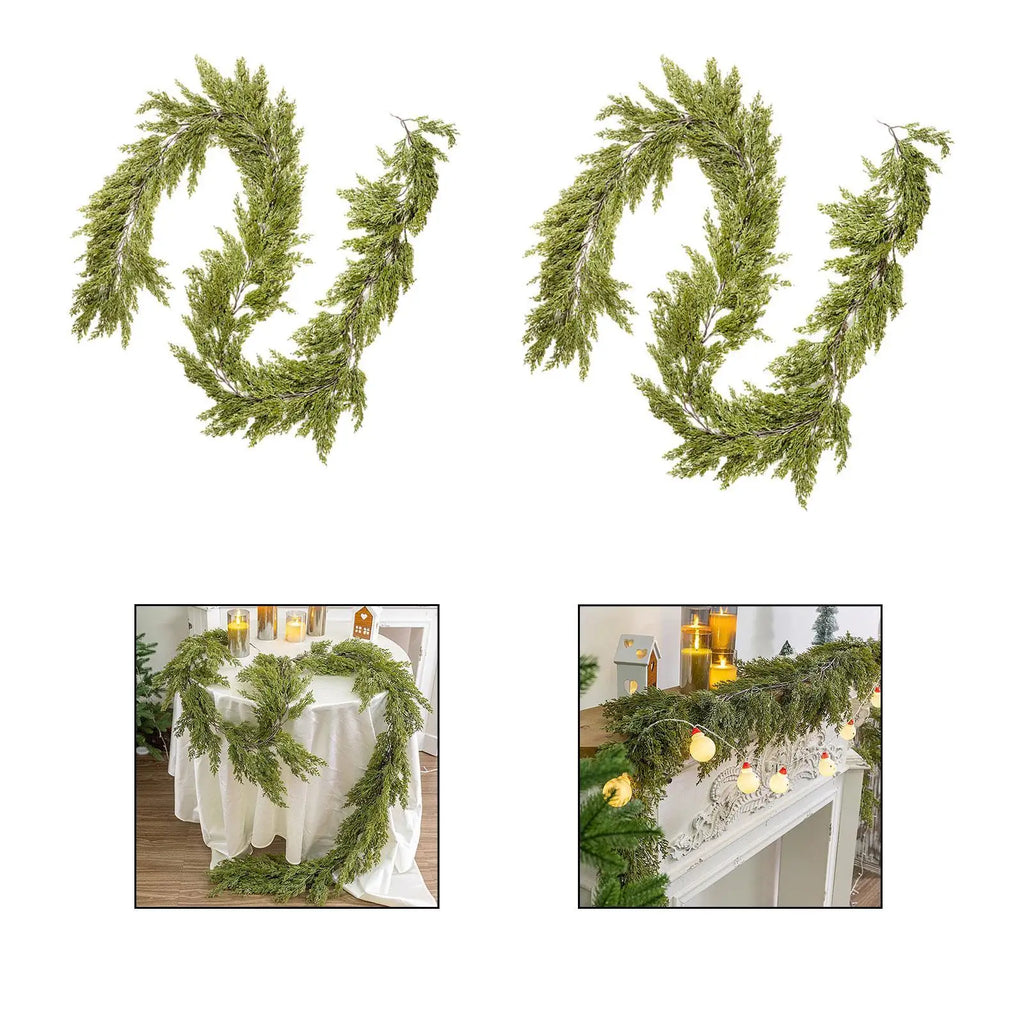 Christmas Artificial Cypress Leaf Vine Decorative Rustic Lifelike for Wedding Backdrop Arch Decor Accessories Multifunctional Quake