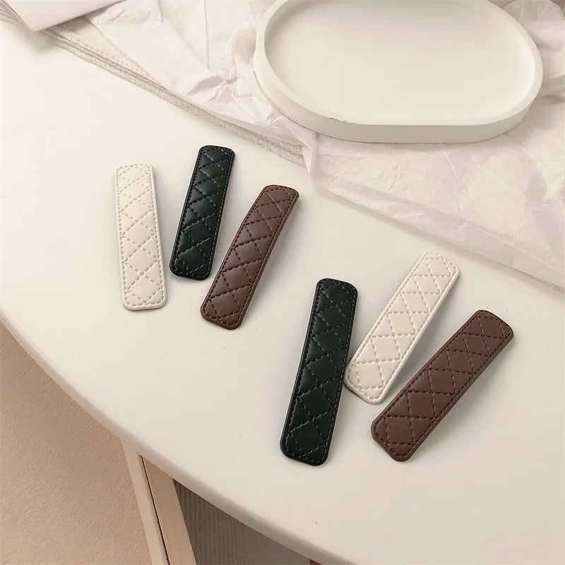New Leather One-word BB Hairpin Female Sweet and Versatile Fashion Bangs Clip Broken Hairpin Side Clip Small Hairpin Quake