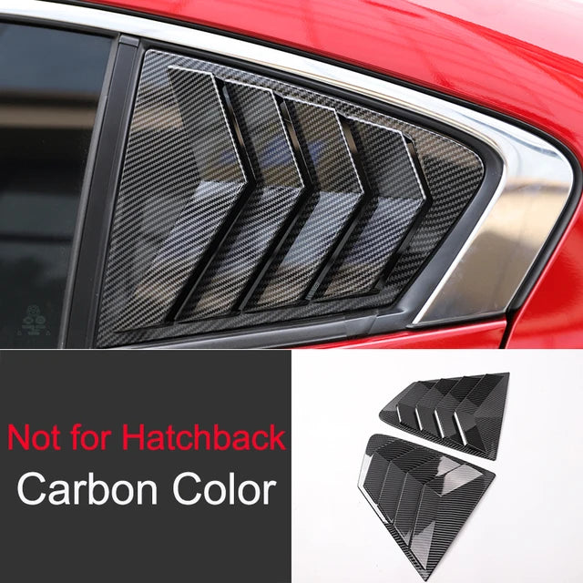 For Mazda 3 Axela Sedan 2020 2021 2022 Car Rear Louver Window Side Shutter Cover Trim Sticker Vent Scoop ABS Carbon Fiber Black Quake Carbon