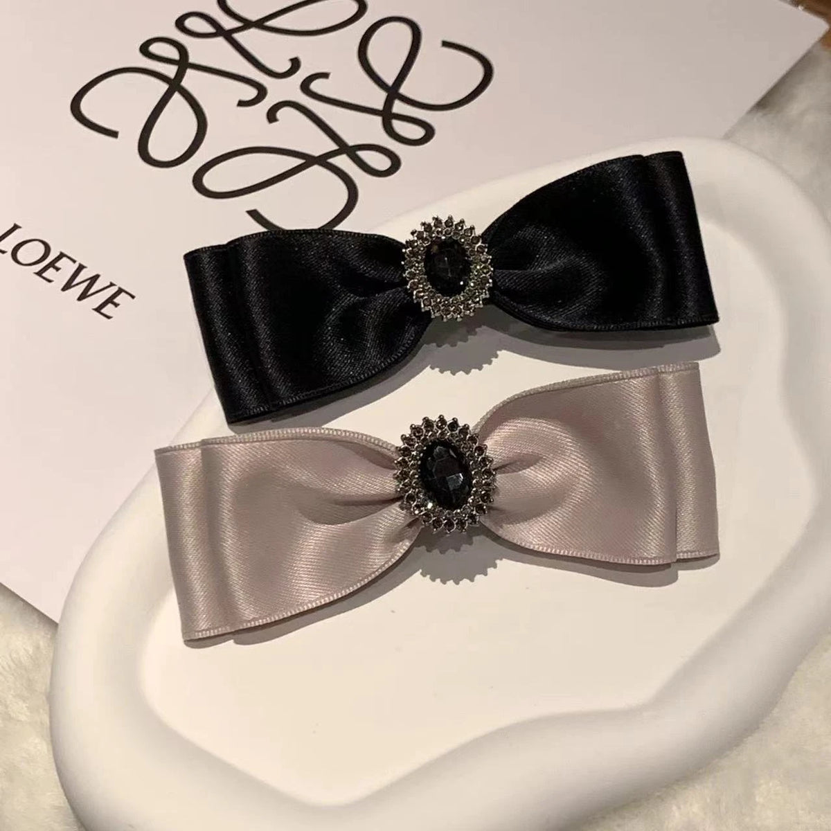 New Semi-tie Ponytail Hairpin Back Head Luxury Rhinestone Bow Hairpin Girl Headdress Spring Clip Quake