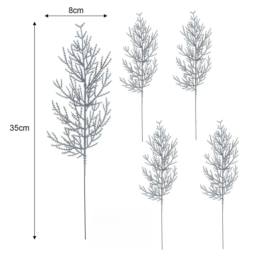 30/5PCS Christmas DIY Artificial Cypress Leaf Wedding Gift Packaging Pine Leaves Fake Plants Christmas Party Dining Table Decor Quake 30PCS Silver