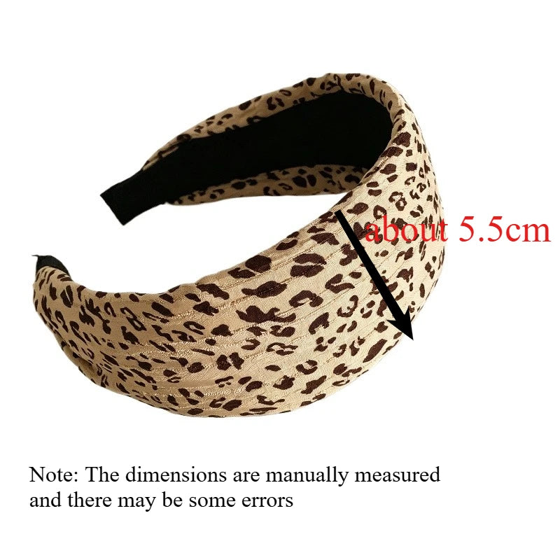 Vintage Leopard Print Wide Headband for Women High‑Crania Padded Hair Hoop Fashion Daily Wear Ladies Hair Accessories Quake A
