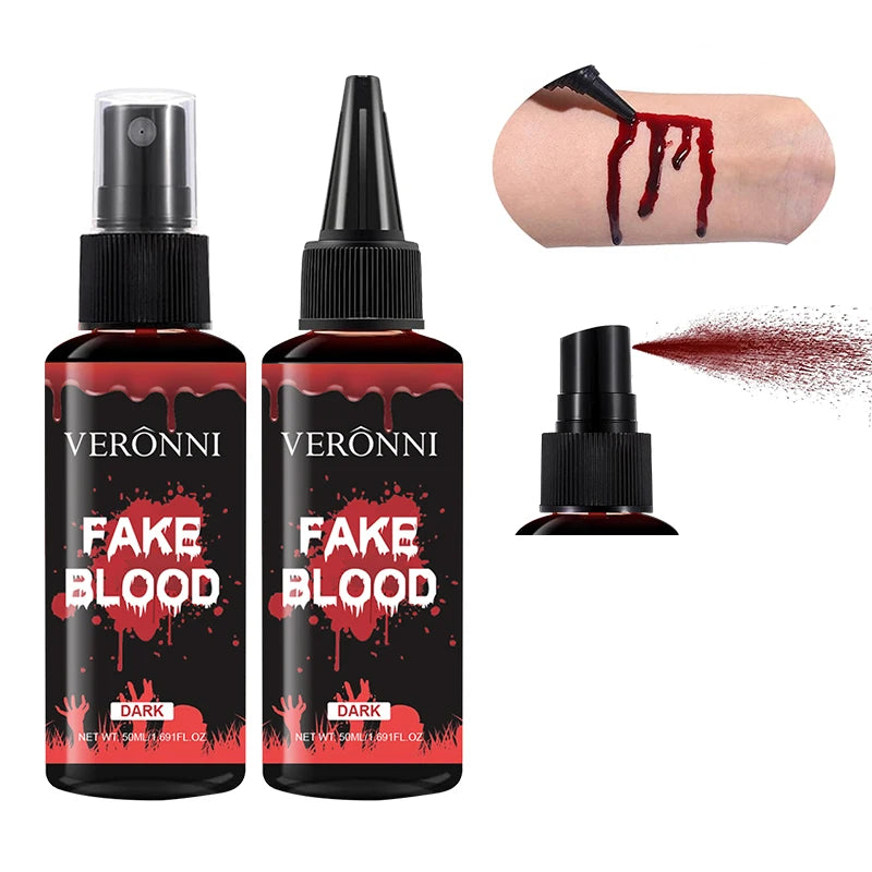 Halloween Plasma Spray Create Realistic Blood Effects Horror Fake Blood Spray Halloween Cosplay Makeup Washable Eye Blood Drops Quake