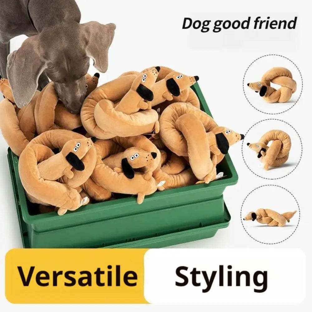 Extra Long Dachshund Stuffed Animal Toy Soft Bendable Body with Sound Function, Ideal as a Warm-Up Doll for Cats in Winter Month Quake