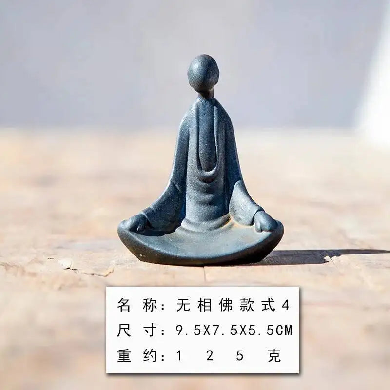 Chinese Style National Style Formless Buddha Statue Zen Ornament Study Room Decoration Tea Pet Imitation Cast Iron Handmade Quake 10cm Style 4 natural Rust