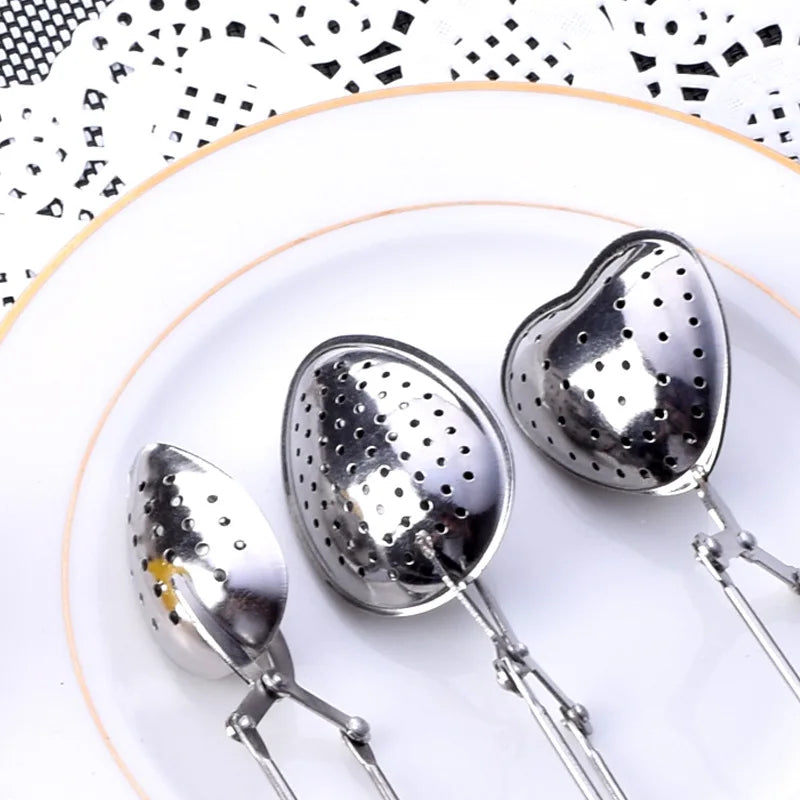 New stainless steel heart-shaped tea tongs/infuser/strainer - tea accessories for home tea ceremony Quake
