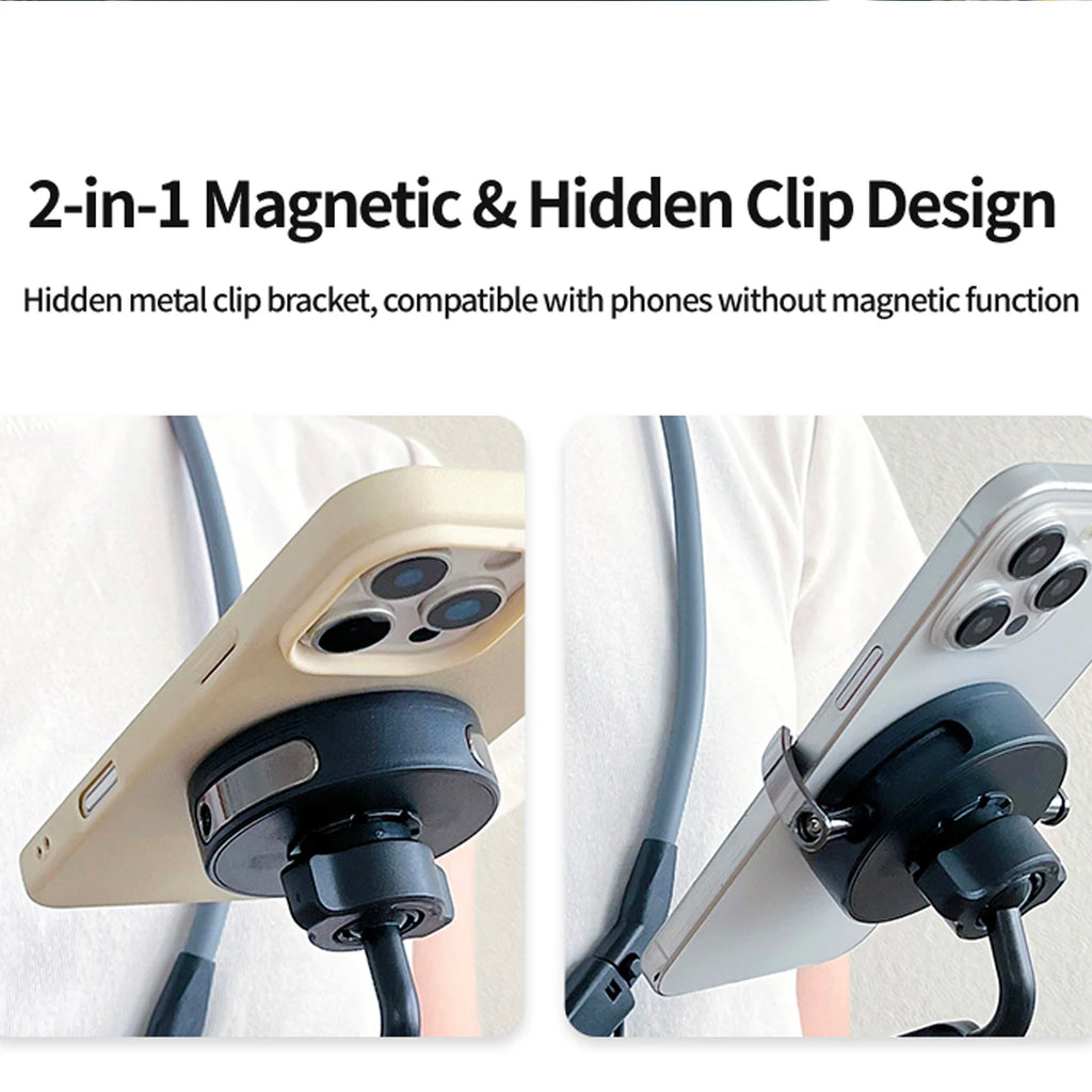Magnetic Neck Phone Holder First Person View Bracket Hands Free Wearable Neck Mount Stand for Running Cycling Outdo Quake