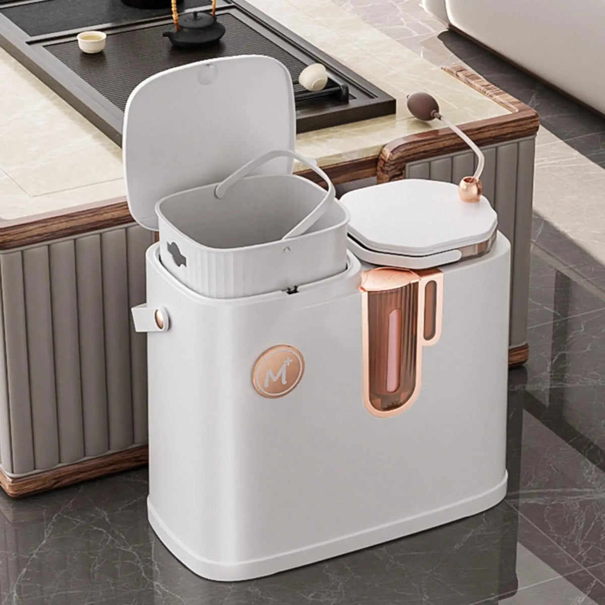 Wet and Dry Dual Trash Can Recycle Garbage Garbage Can Recycling Bin Tea Dregs Drainage Bucket for Office RV Home Dorm Vehicle Quake without hose