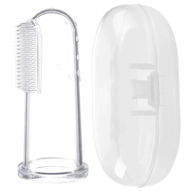 vvocci Super New Soft Pet Finger Toothbrush with Box Toy Teddy Dog Brush Breath Tartar Teeth Tool Dog Cat Cleaning Pet Supplies Quake B389 1set white