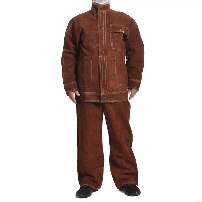 Heavy Duty Leather Welding Garment Heat Resistant Work Wear 175Cm for Metal Fabrication & Temperature Environment K1KF Quake brown CN
