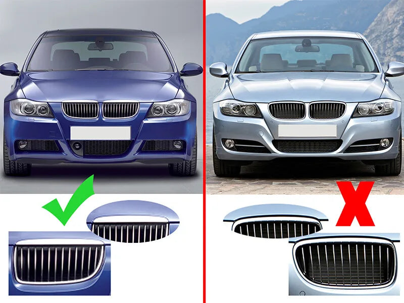 For BMW 3 Series E90 E91 2005-2008 Car Styling Single Line Grille Kidney ABS Front Hood Racing Grill Black Silver Accessories Quake
