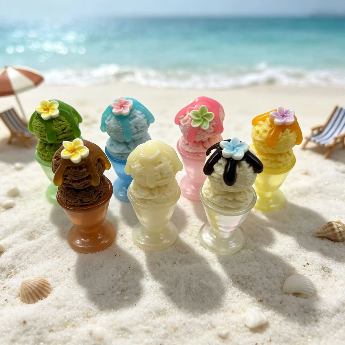 5pcs Sweet Flower Ice Cream Planet Cup Resin Simulated Food Play DIY Accessory Micro Landscape For Kitchen Ornament Decor Quake random mixed