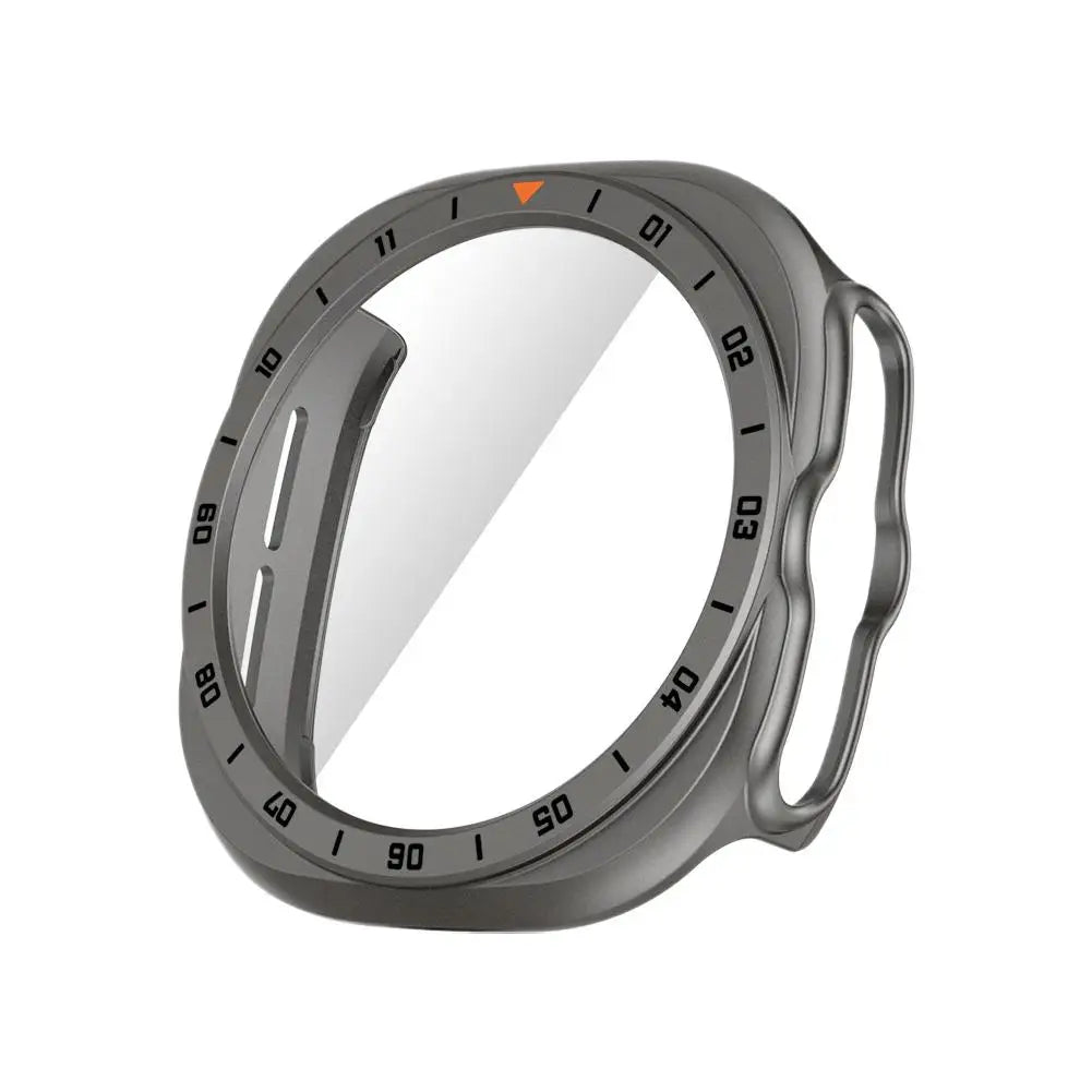 Full Cover Case For Samsung Galaxy Watch9 Watch Ultra 2 PC Bumper with Built In Screen Protector Tool Free Snap On Design Quake gray