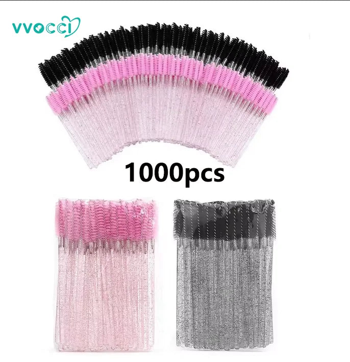 100/500/1000pcs Wholesale Eye Beauty Tools Disposable Mascara Wands Eyelash Brush Lash Extension Colorful Spoolies for Eyebrow Quake M93Black Pink1000pc