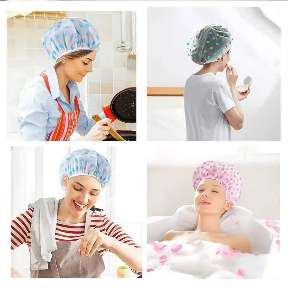 Shower Cap For Women, Elastic And Reusable Hair Bath Caps, Waterproof Bathing Hat Stocking Stuffers For Women Ladies Spa Salon Quake
