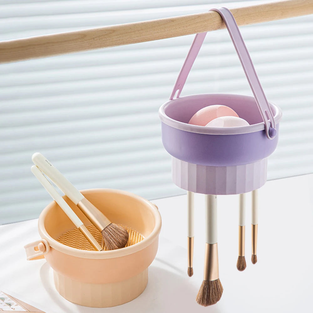 Makeup Brush Cleaning Bowl Beauty Egg Cleaning Tool Storage Set Brush Powder Puff Dry Cleaning Silicone Drying Shelf Quake