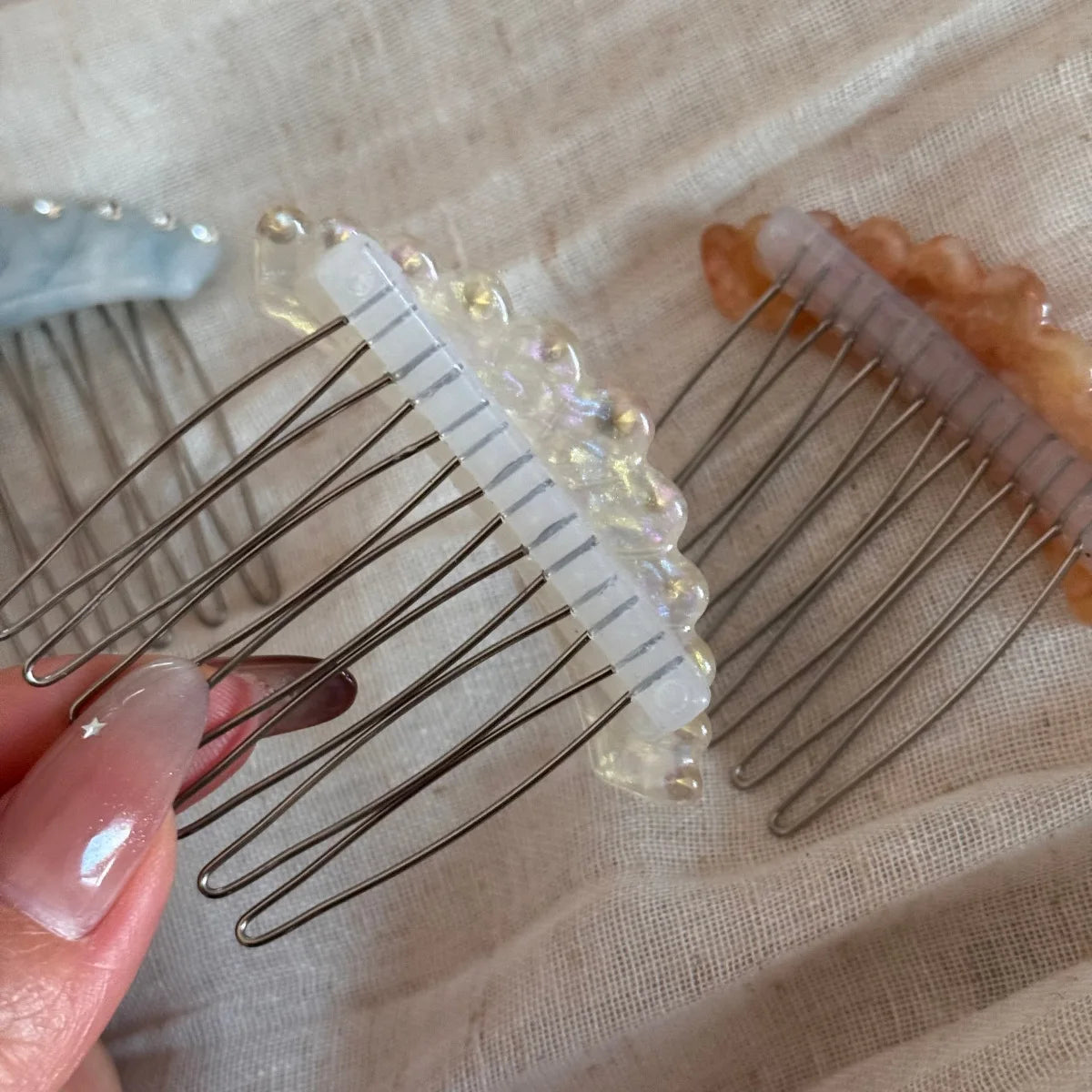 Acetic Acid Colorful Diamond Crown Insert Comb Forehead Bangs Side Insert Comb Elegant Hair Accessories Korean Style Headwear Quake