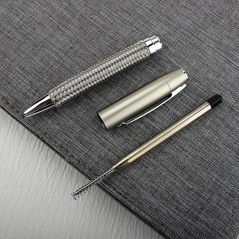 Steel Wire Metal Ballpoint Pen Rotating Pen Portable Ball Point Small Pen Small Oil Exquisite Brief Pens for School Quake