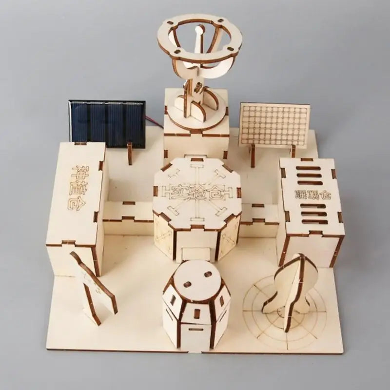 Wooden Space Base Building Toy for Kids, DIY Science Craft Model Set for Classroom Assembly, Parent Child Learning, Home K1KF Quake