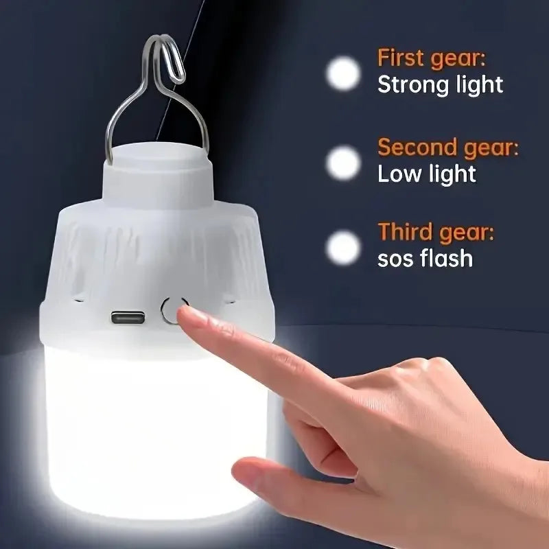 2/1PCS Outdoor Camping LED Lamp USB Rechargeable Emergency Lantern Portable Small LED Light Bulbs 3 Lighting Modes Night Lights Quake