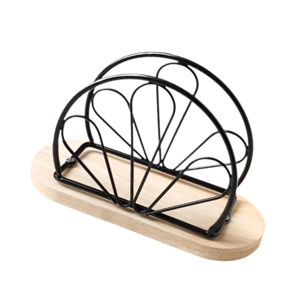 Iron Wood Napkin Holder Stand Polished Finish Freestanding Paper Tissue Organizer Table Napkin Stand for Office Kitchen Cafe Quake