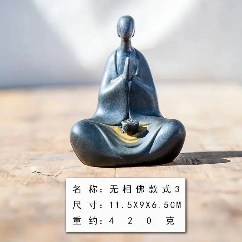 Chinese Style National Style Formless Buddha Statue Zen Ornament Study Room Decoration Tea Pet Imitation Cast Iron Handmade Quake 10cm Style 3 natural Rust