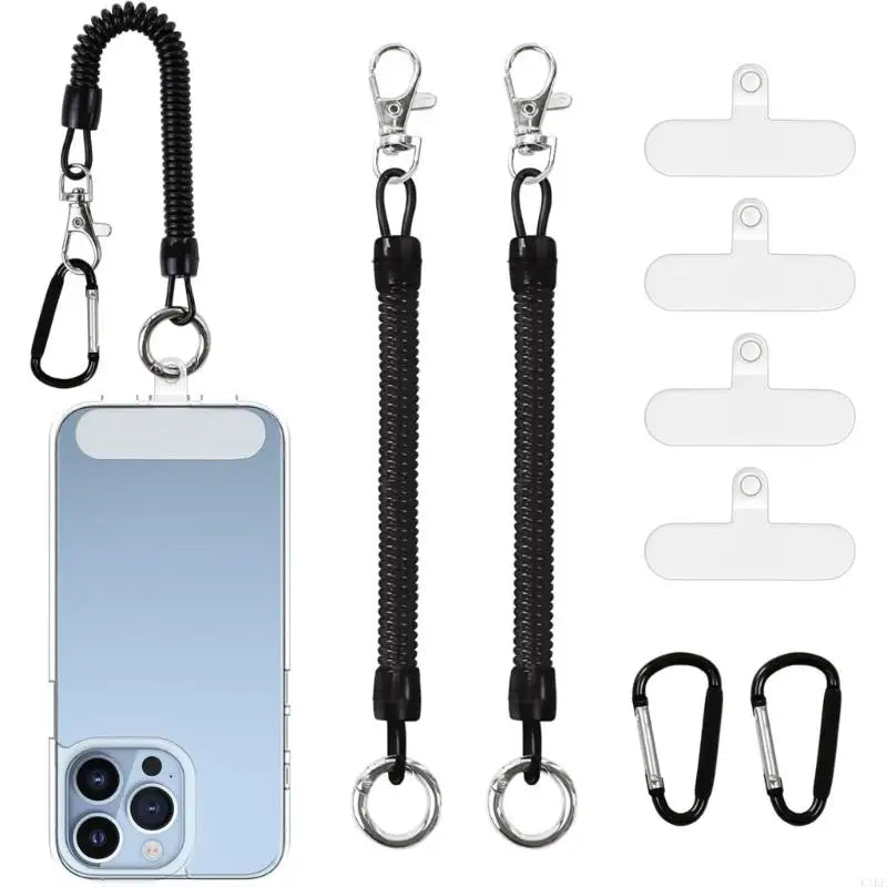 Anti Lost Phone Lanyard Tether for Most Retractable Stretchy Strap with Patches & Carabiner for Outdoor K1KF Quake