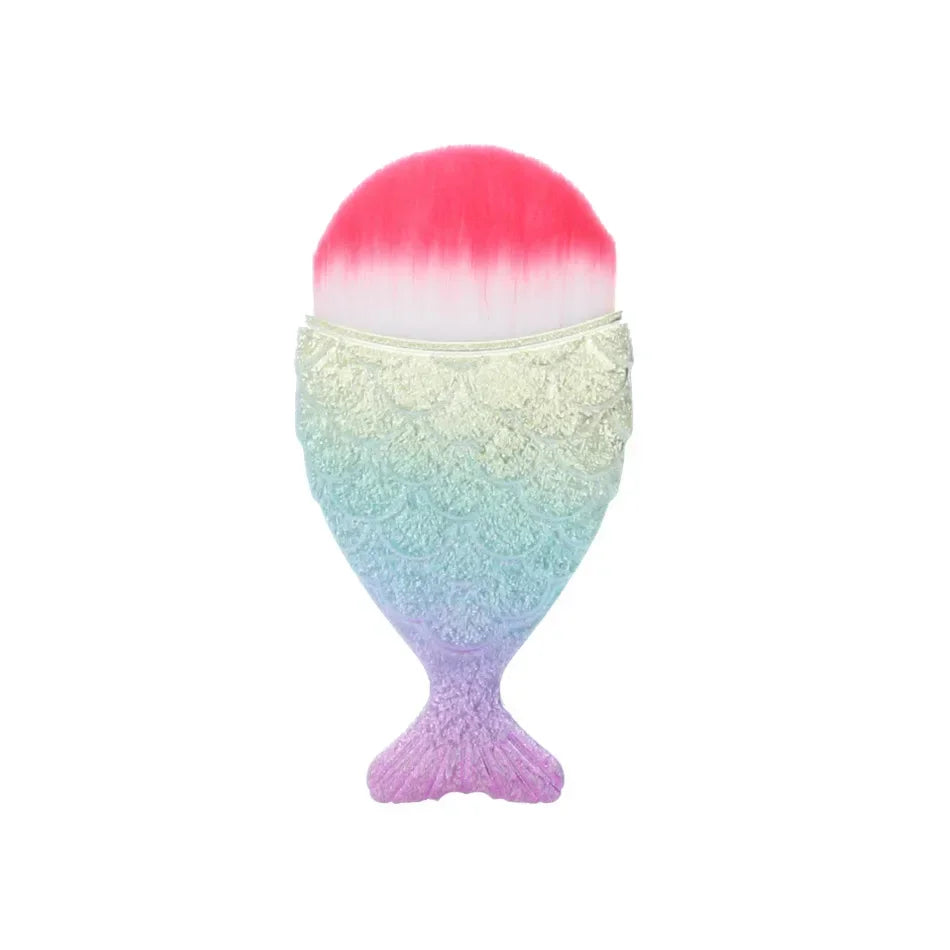 Foundation Cosmetic Fish Brush Blush Brush Mermaid Shape Professional Face Makeup Brush Makeup Tool Kit Powder Nail Art Tool Quake 3D