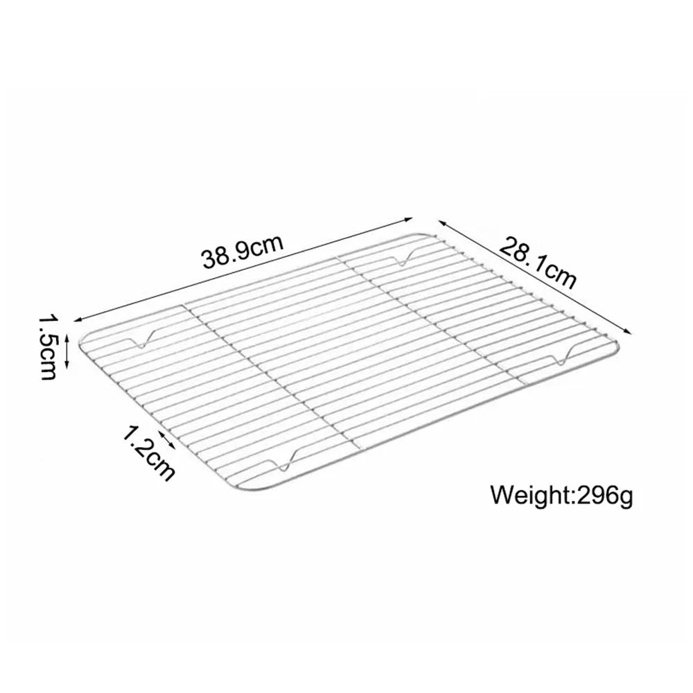 New Stainless Steel Cooling Rack Non-stick Silver Baking Tray BBQ Tray Quake 38.9x28.1cm